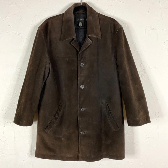 J. Crew Other - Vintage J.CREW Suede Leather Jacket Mens Small Wool Quilted Lined Overcoat Barn